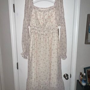 Altar'd State Cream Floral Ruffle Dress